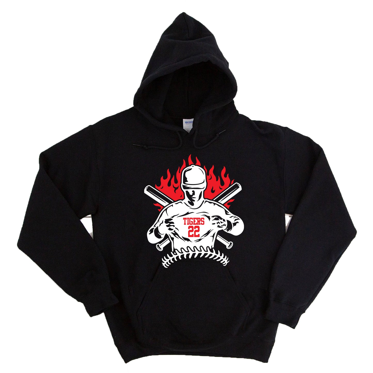 Baseball Team Design Gildan Heavy Cotton Blend Hoodie Sweatshirt - 18500