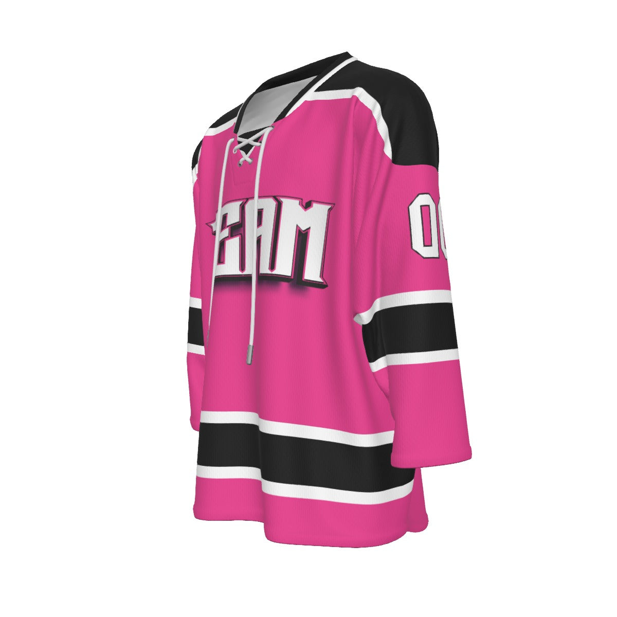 Custom Personalized Pink and Black Team Hockey Jersey Shirt JS-11