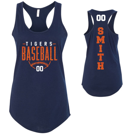 Custom Baseball Glitter Deisgn Next Level Fitted Racerback Tank Top - 1533