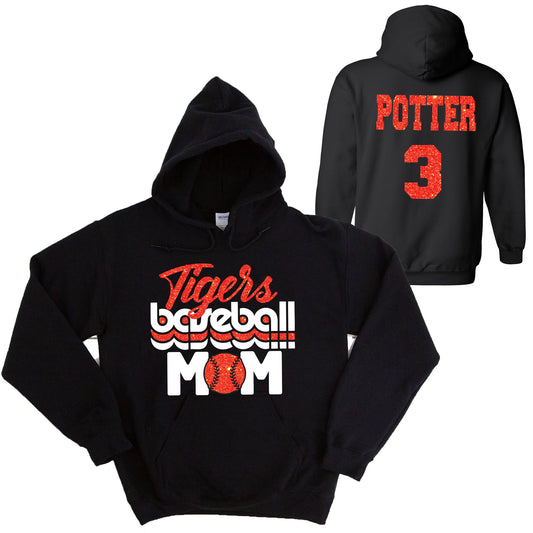 Baseball Team Mom Glitter Design Gildan Heavy Cotton Blend Hoodie Sweatshirt - 18500