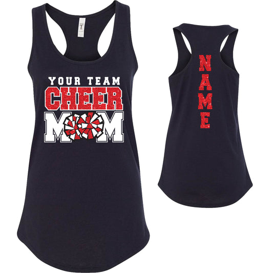 Cheer Mom Team Glitter Deisgn Next Level Fitted Racerback Tank Top - 1533