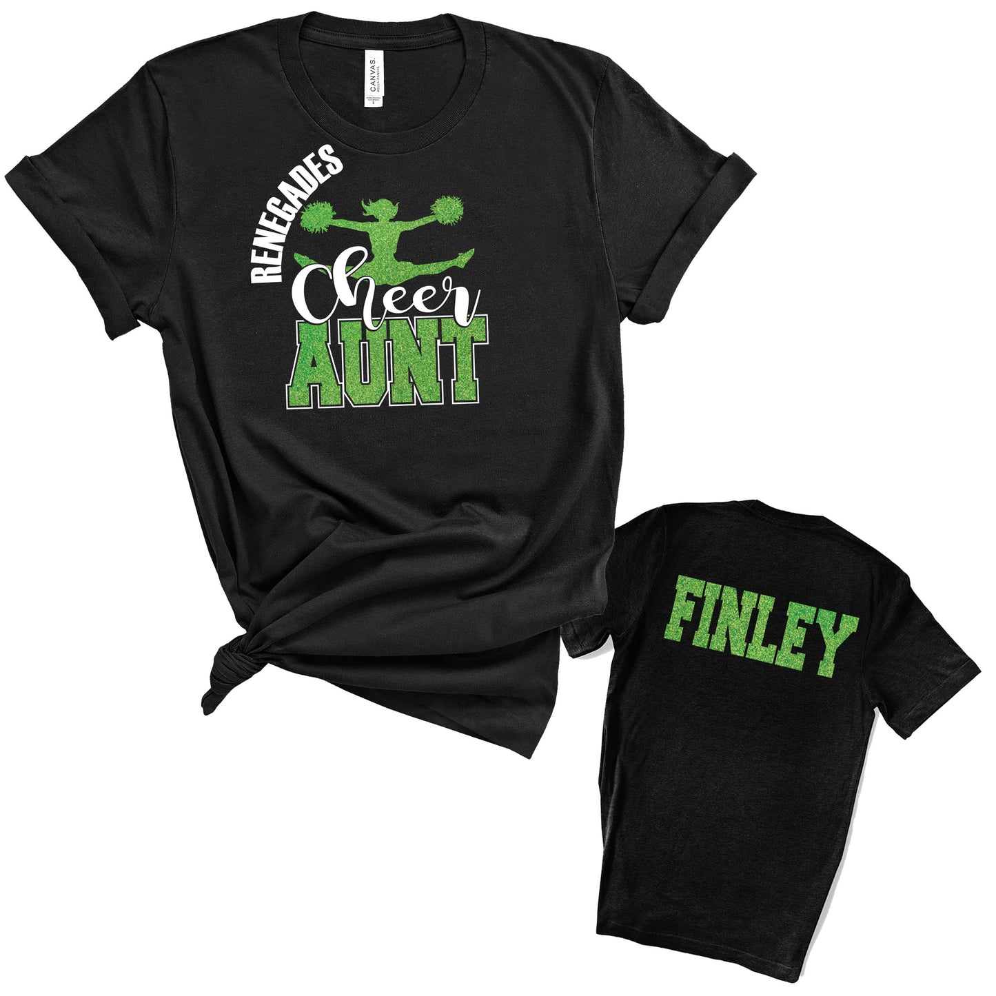Cheer Aunt Personalized Glitter Design Unisex Soft Bella + Canvas Jersey T Shirt - 4.3001
