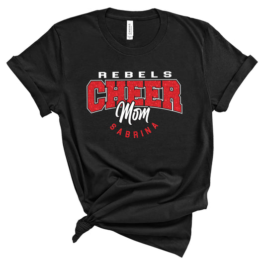 Cheer Team Personalized Glitter Design Unisex Soft Bella + Canvas Jersey T Shirt - 2.3001