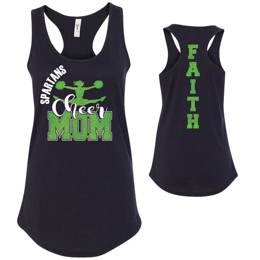 Cheer Mom Team Glitter Deisgn Next Level Fitted Racerback Tank Top - 1533