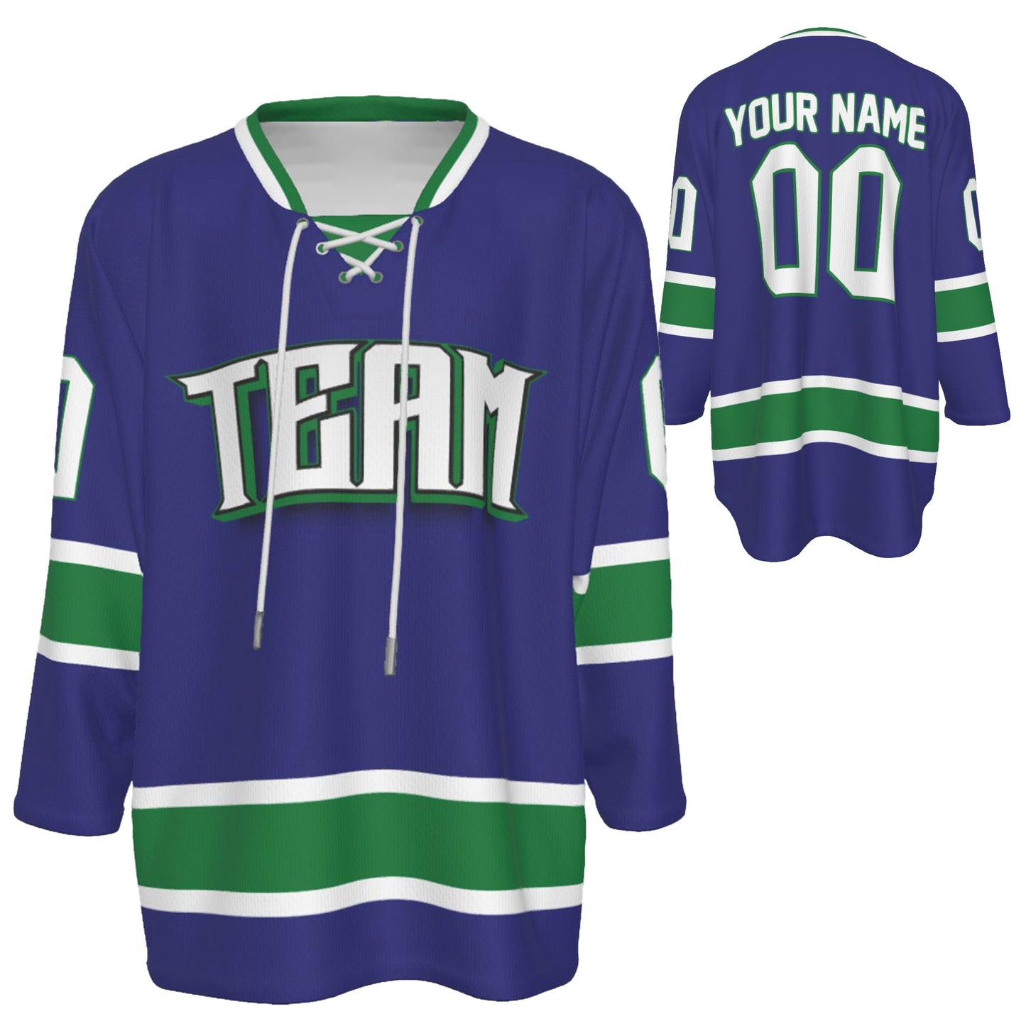 Custom Personalized Blue and Green Team Hockey Jersey Shirt JS-6