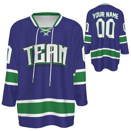 Custom Personalized Blue and Green Team Hockey Jersey Shirt JS-6