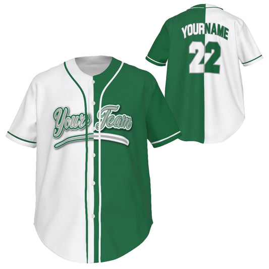 Fully Custom White and Green Baseball Softball Team Design Baseball Jersey BS-16