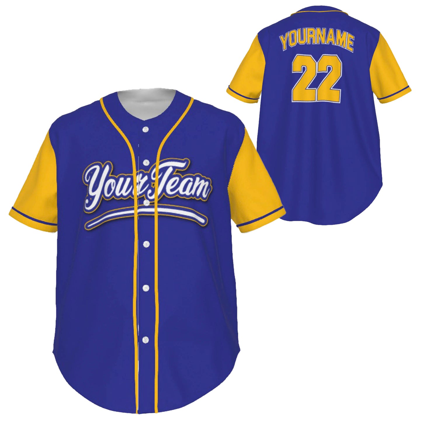 Fully Custom Blue and Gold Yellow Baseball Softball Team Design Baseball Jersey BS-19