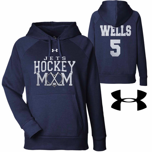 Hockey Mom Team Glitter Design Under Armour Women's Rival Fleece Hoodie Sweatshirt - 1379500