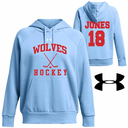 Hockey Team Glitter Design Under Armour Women's Rival Fleece Hoodie Sweatshirt - 1379500