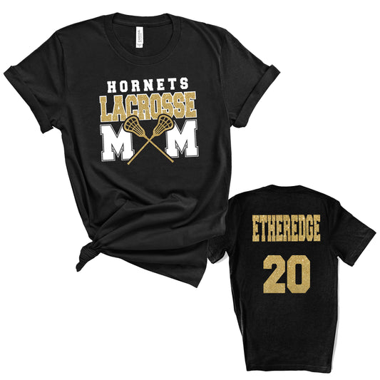 Lacrosse Mom Personalized Glitter Design Unisex Soft Bella + Canvas Jersey T Shirt - 3001