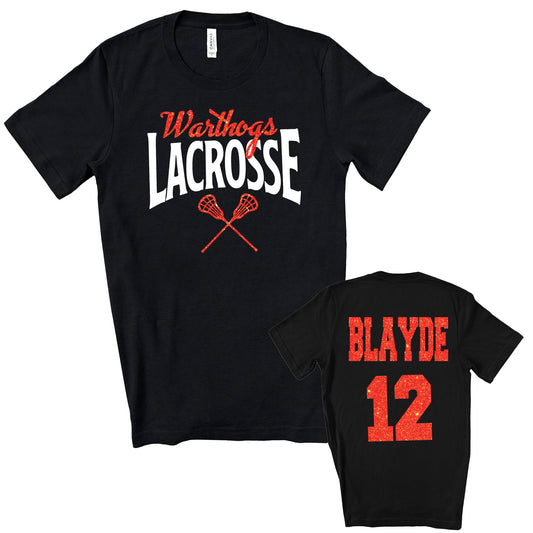 Lacrosse Team Personalized Glitter Design Unisex Soft Bella + Canvas Jersey T Shirt - 3001