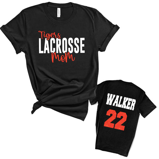 Lacrosse Mom Personalized Glitter Design Unisex Soft Bella + Canvas Jersey T Shirt - 3001