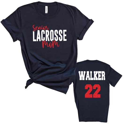 Lacrosse Senior Mom Personalized Design Unisex Soft Bella + Canvas Jersey T Shirt - 12.3001