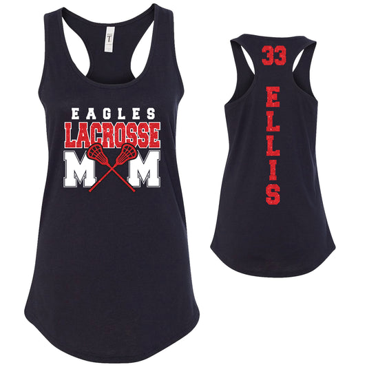 Custom Lacrosse Mom Glitter Deisgn Next Level Fitted Racerback Tank Top - 5.1533