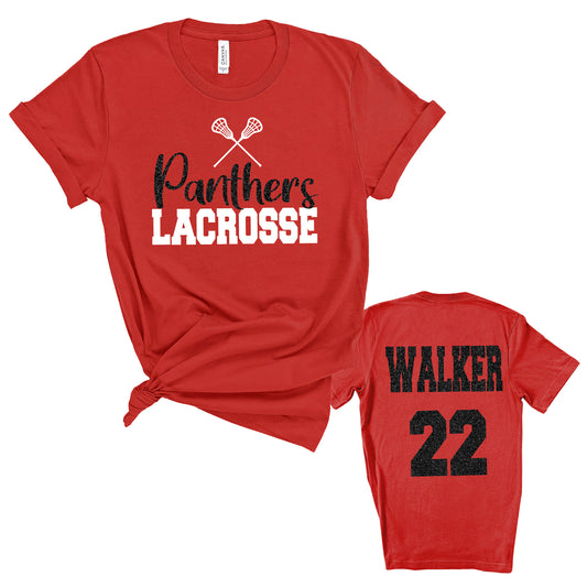 Lacrosse Team Personalized Glitter Design Unisex Soft Bella + Canvas Jersey T Shirt - 3001