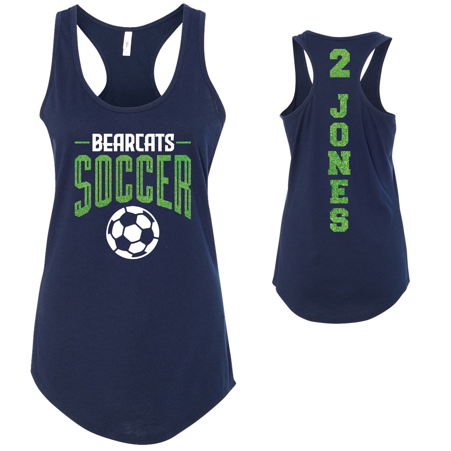 Custom Soccer Team Glitter Deisgn Next Level Fitted Racerback Tank Top - 1533