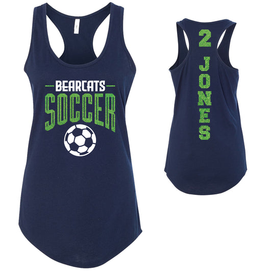 Custom Soccer Team Glitter Deisgn Next Level Fitted Racerback Tank Top - 1533