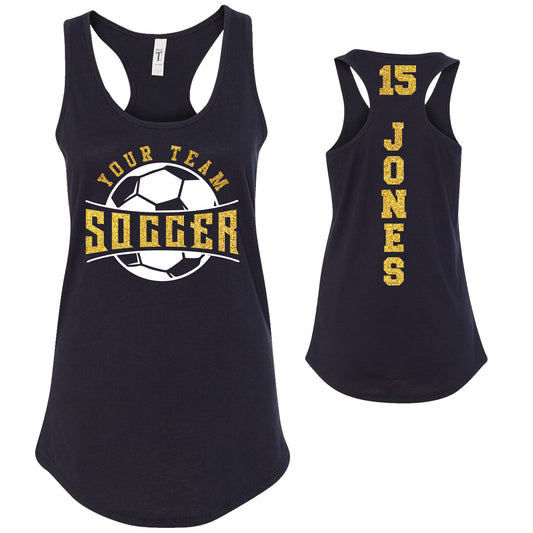 Custom Soccer Team Glitter Deisgn Next Level Fitted Racerback Tank Top - 12.1533