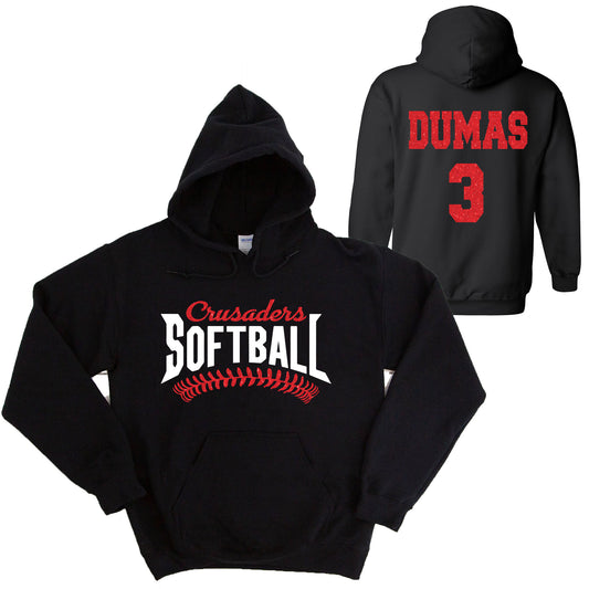 Softball Team Glitter Design Gildan Heavy Cotton Blend Hoodie Sweatshirt - 18500