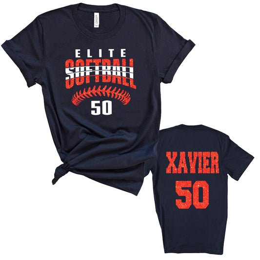 Softball Team Personalized Glitter Design Unisex Soft Bella + Canvas Jersey T Shirt - 3001