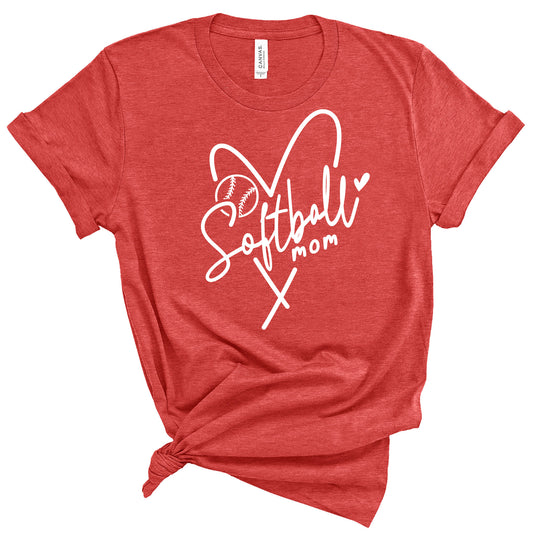 Softball Mom Bella+Canvas Heather Cotton Jersey Tee Shirt - 3001