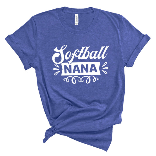 Softball Nana Bella+Canvas Heather Cotton Jersey Tee Shirt - 3001