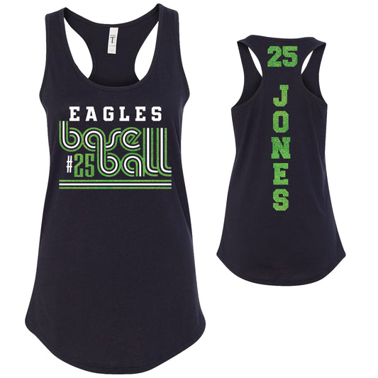 Custom Baseball Team Glitter Deisgn Next Level Fitted Racerback Tank Top - 1533