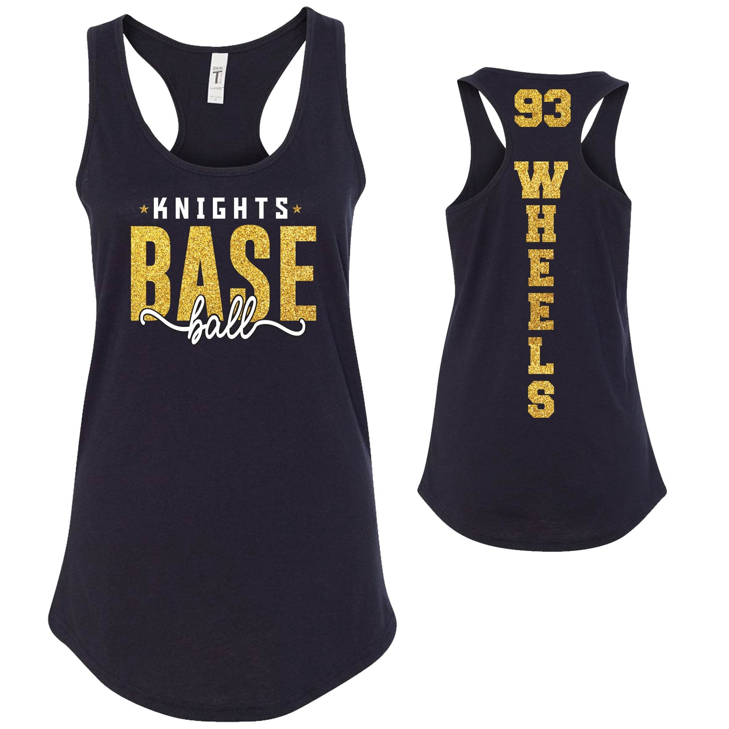 Custom Baseball Team Glitter Deisgn Next Level Fitted Racerback Tank Top - 1533