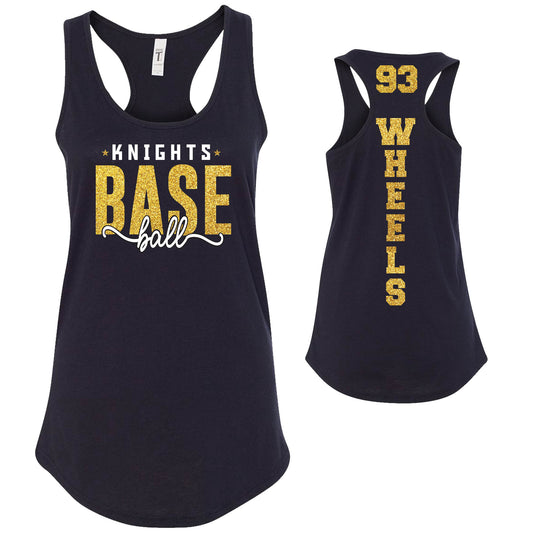 Custom Baseball Team Glitter Deisgn Next Level Fitted Racerback Tank Top - 1533