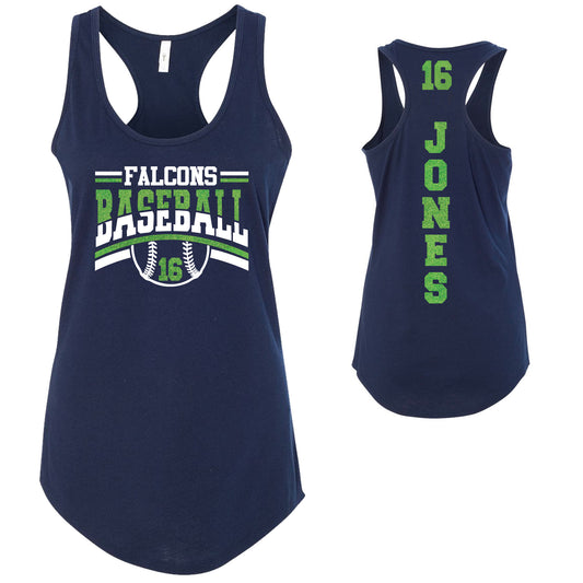 Custom Baseball Team Glitter Deisgn Next Level Fitted Racerback Tank Top - 17.1533