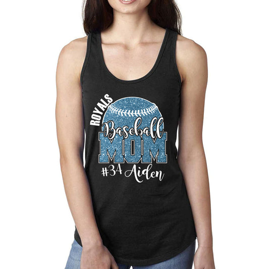 Custom Baseball Mom Glitter Deisgn Next Level Fitted Racerback Tank Top - 4.1533