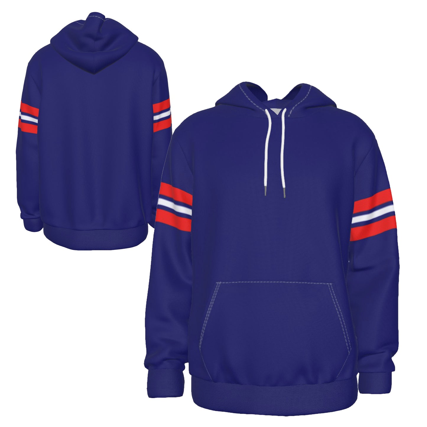 Fully Custom Navy Blue & Red Athletic Wear Team Sports Hoodie Sweatshirt - HD-31