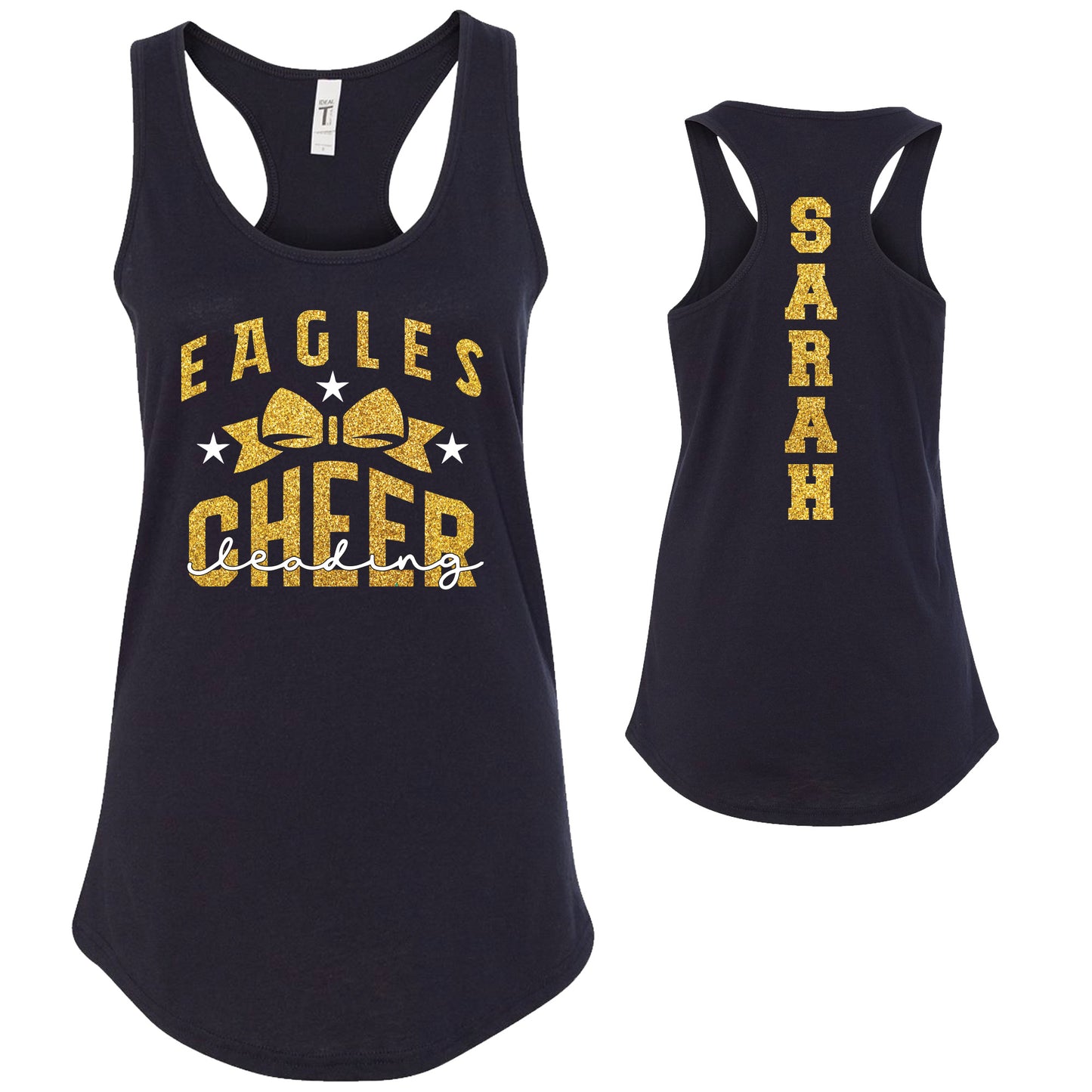 Cheer Team Glitter Deisgn Next Level Fitted Racerback Tank Top - 1533