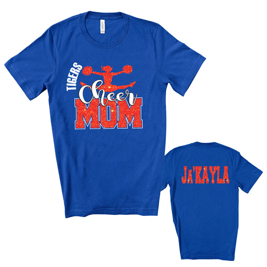 Cheer Mom Personalized Glitter Design Unisex Soft Bella + Canvas Jersey T Shirt - 4.3001