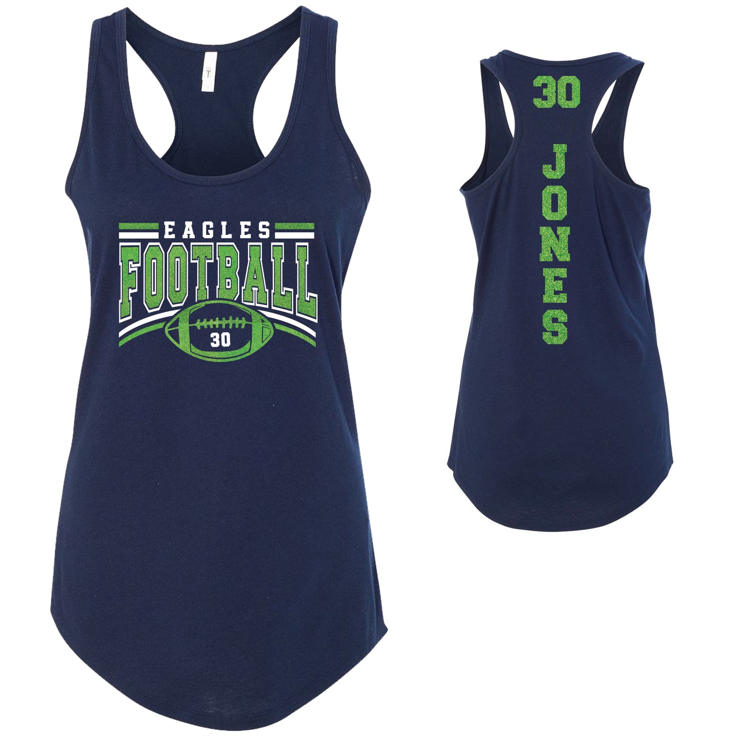 Custom Football Team Glitter Design Next Level Fitted Racerback Tank Top - 1533 (Copy)