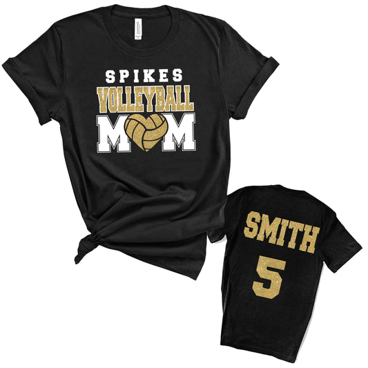 Volleyball Mom Personalized Glitter Design Unisex Soft Bella + Canvas Jersey T Shirt - 5.3001