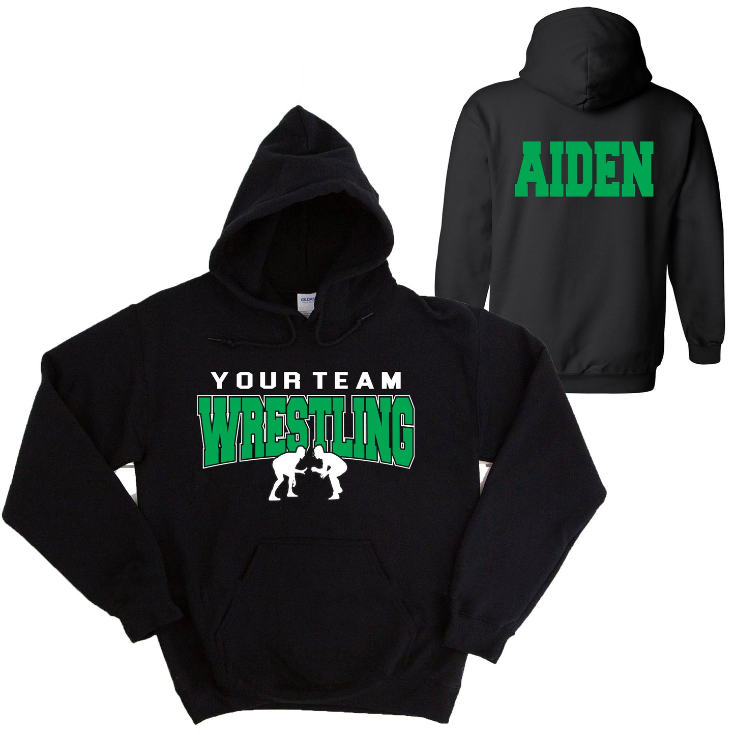 Wrestling Team Design Gildan Heavy Cotton Blend Hoodie Sweatshirt - 2.18500