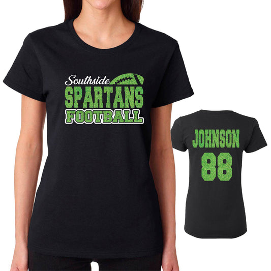 Football Mom Glitter Team Design Women's Gildan Tee Shirt - 5000L (Copy)
