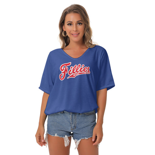 Fillies Softball Women's Bat Sleeves Womens V-Neck Blouse