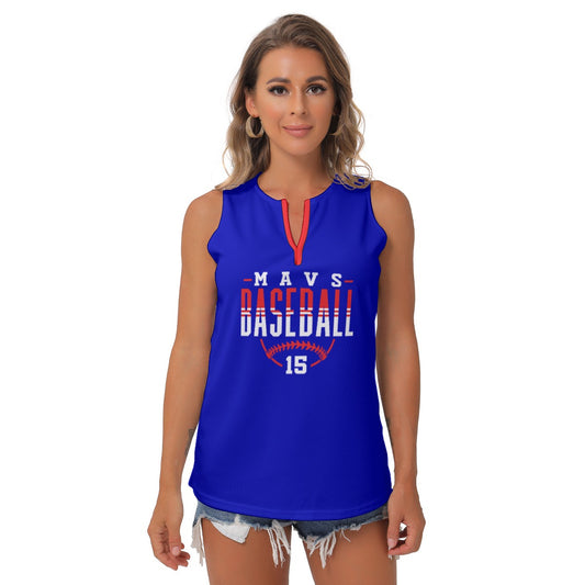 Mavs Baseball Women's Royal Blue Sleeveless V-Neck Top