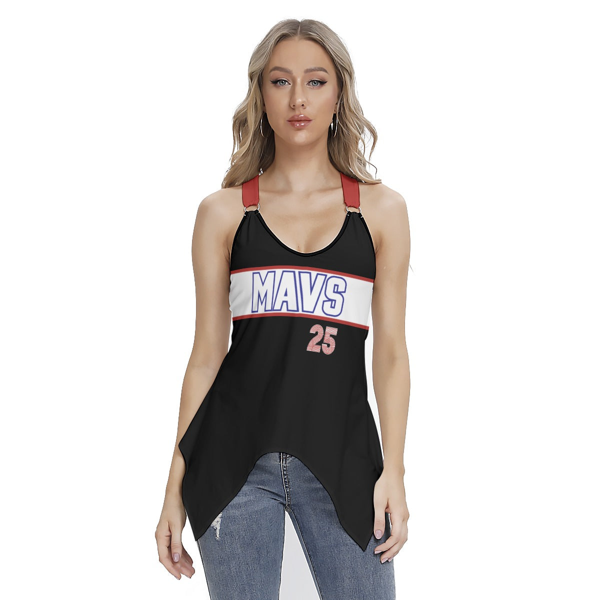 Mavs Baseball Women's Racing Tank Top With Irregular Hem