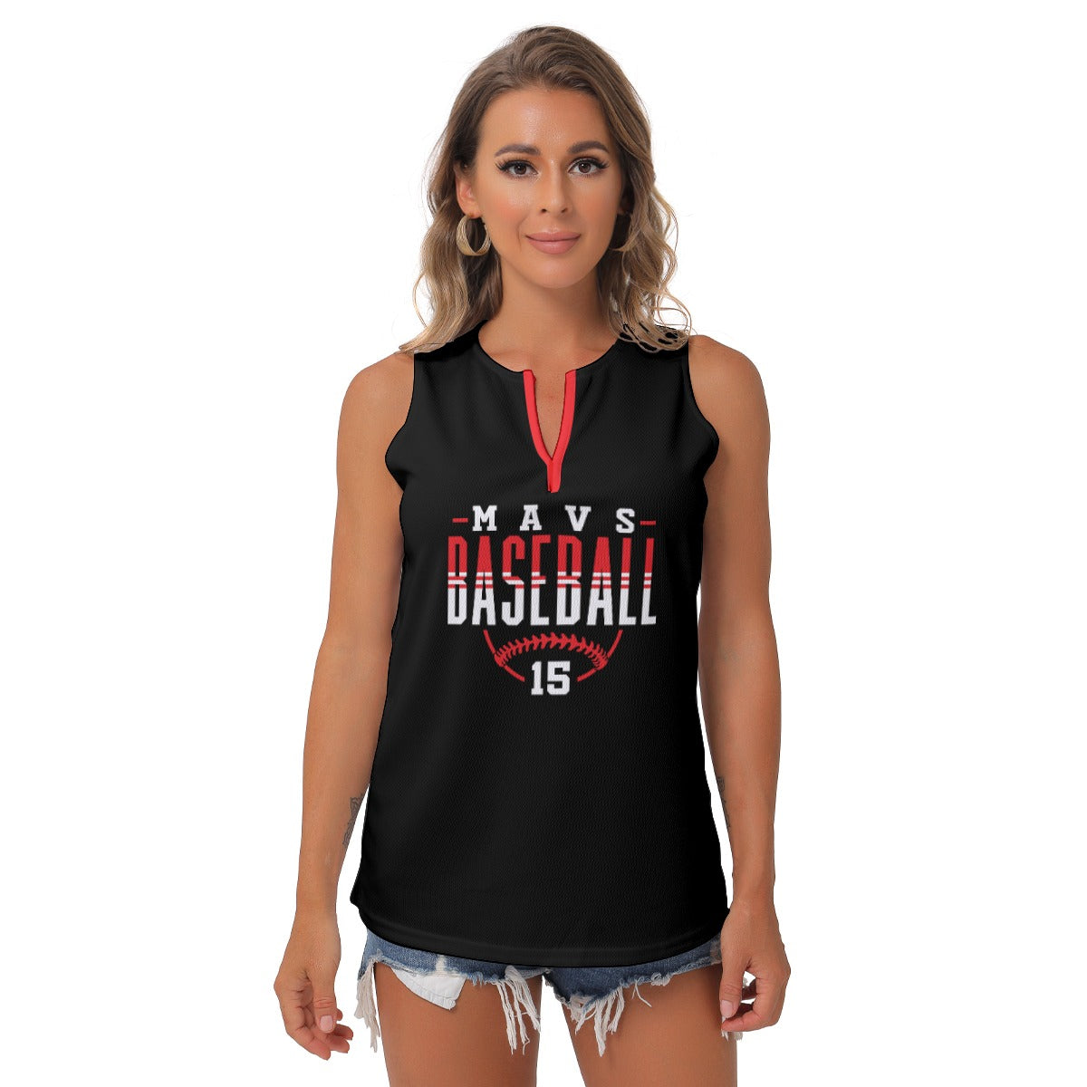 Mavs Baseball Women's Sleeveless V-Neck Top