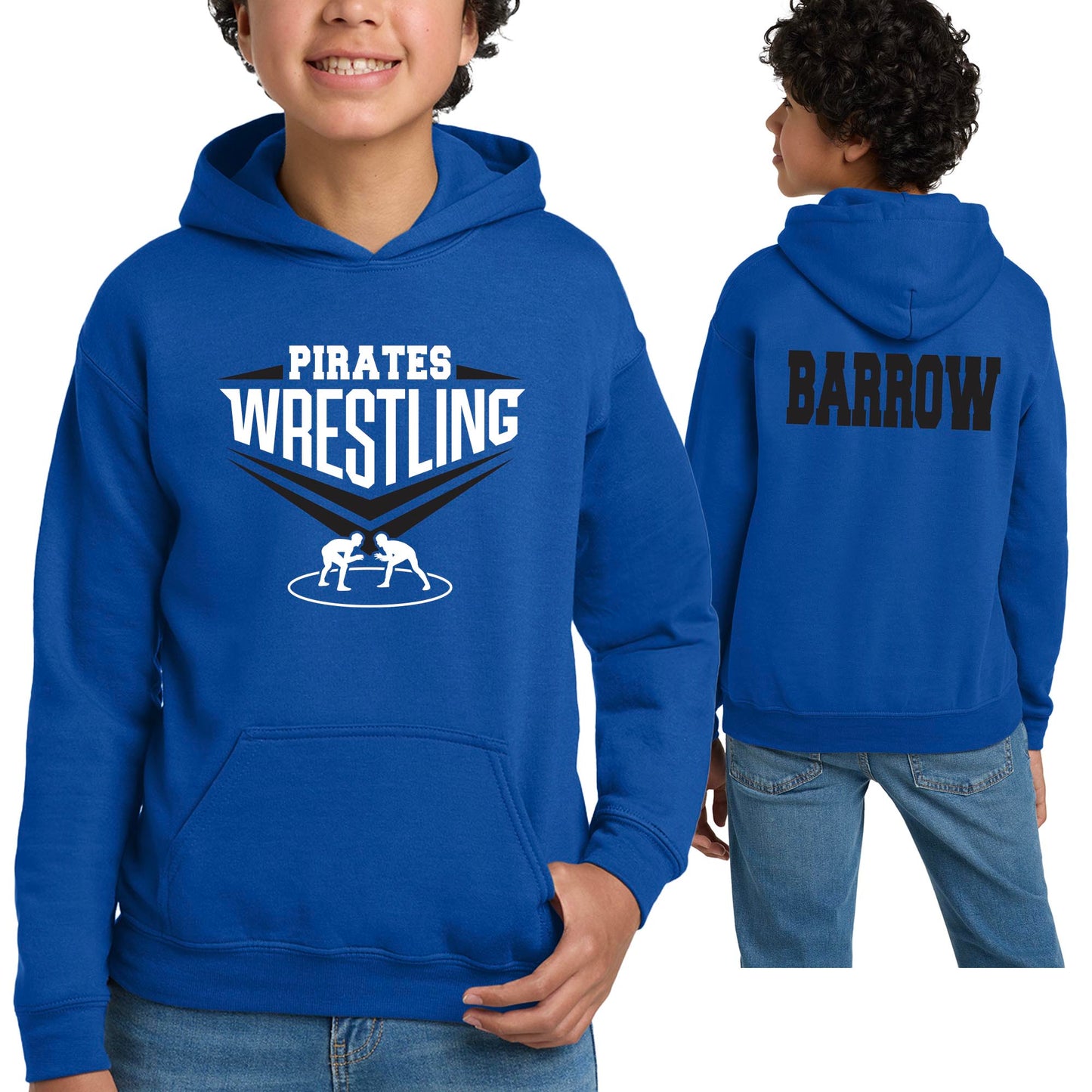 Wrestling Team Design Gildan Heavy Cotton Blend Youth Hoodie Sweatshirt - 1495.18500b