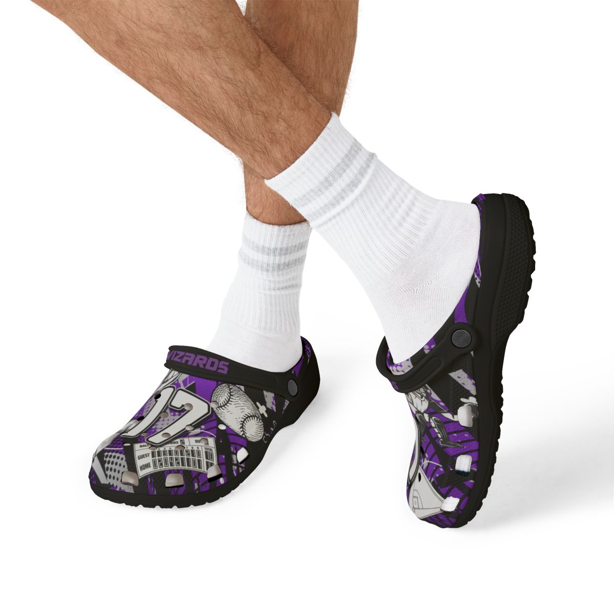 Personalized Custom Purple Velocity Child and Adult Baseball Clogs Shoes