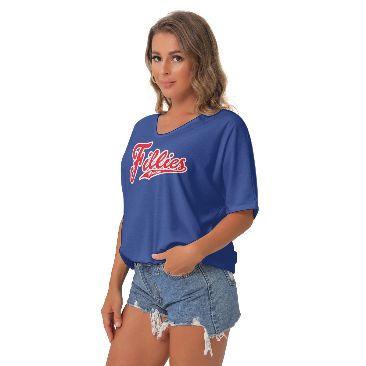 Fillies Softball Women's Bat Sleeves Womens V-Neck Blouse