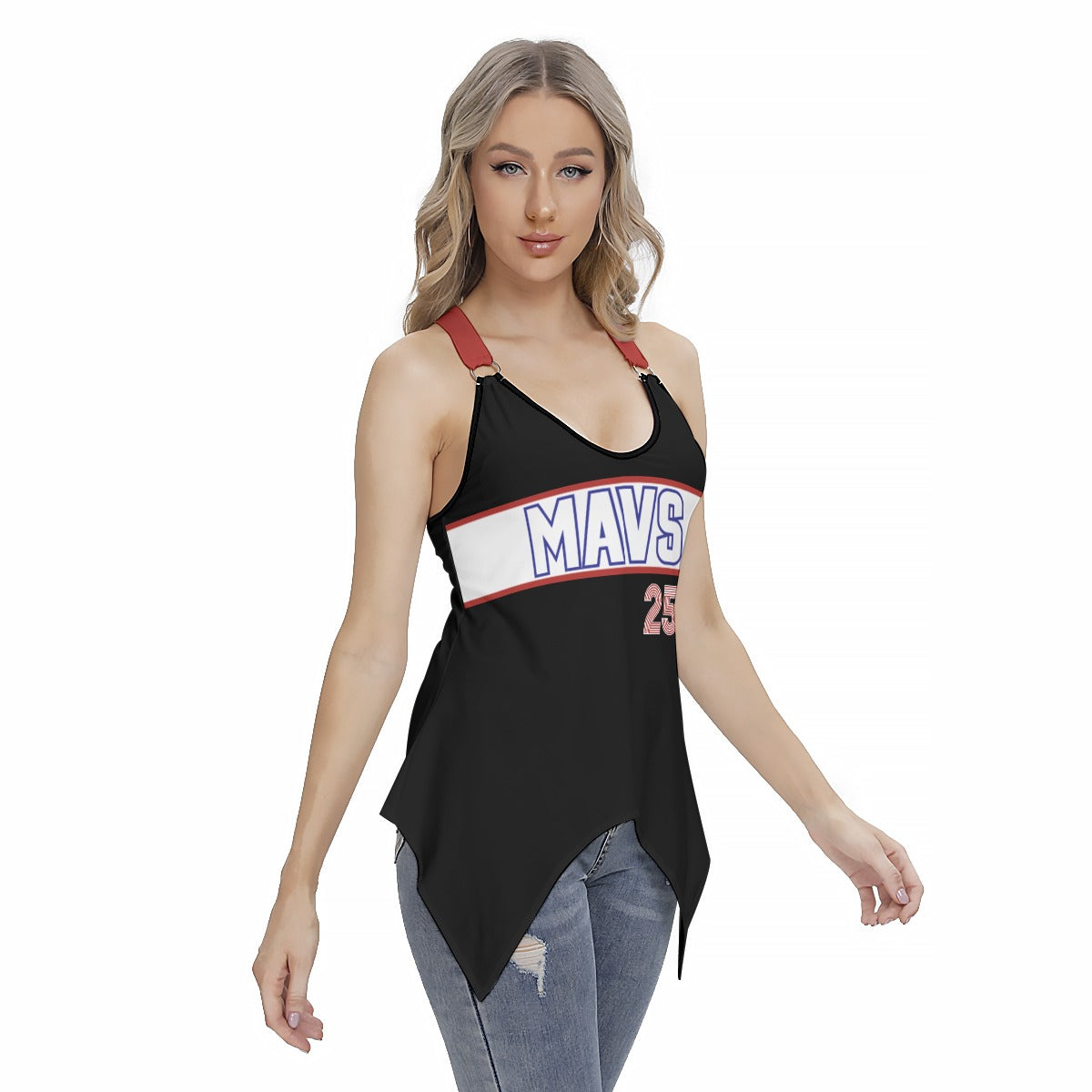 Mavs Baseball Women's Racing Tank Top With Irregular Hem
