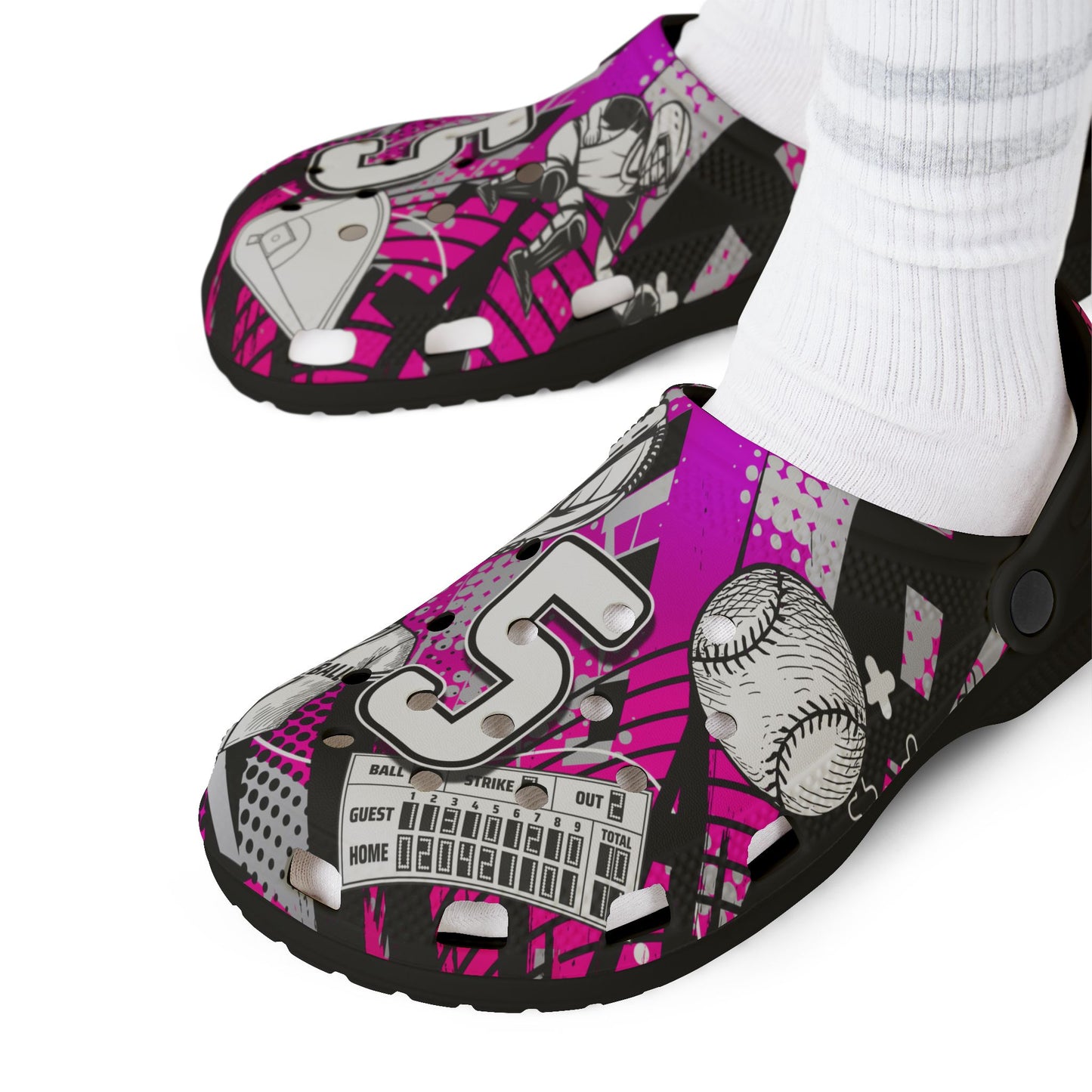 Personalized Custom Pink Velocity Child and Adult Baseball Clogs Shoes