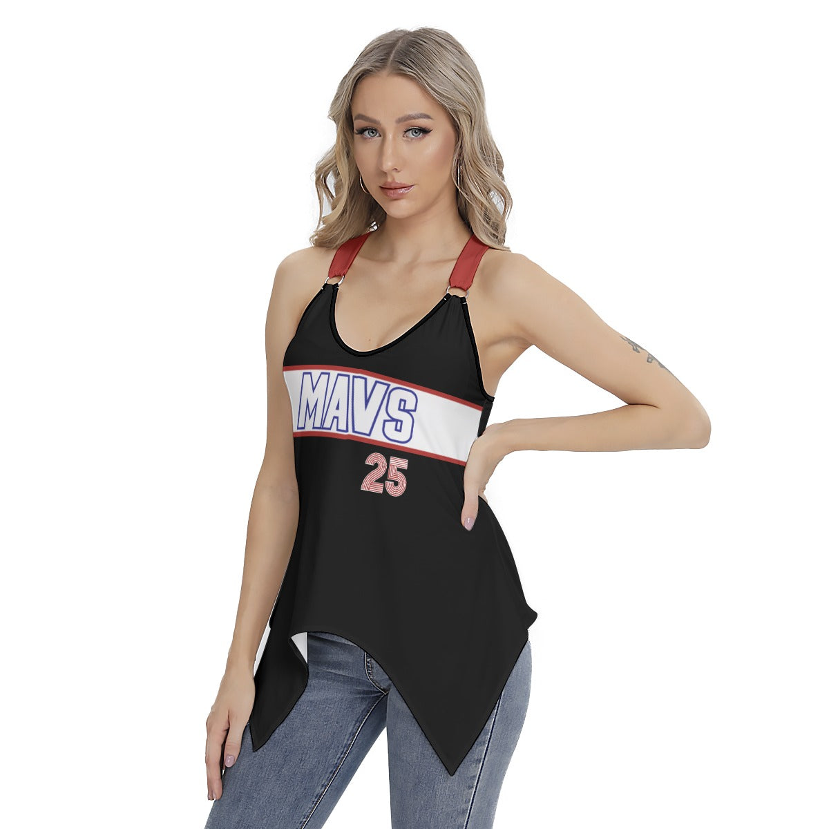 Mavs Baseball Women's Racing Tank Top With Irregular Hem