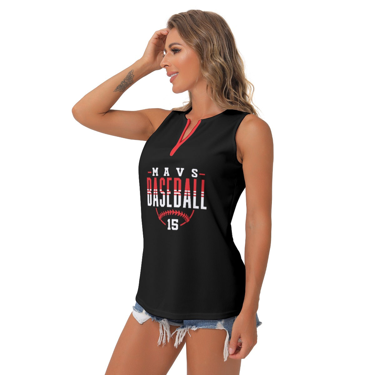 Mavs Baseball Women's Sleeveless V-Neck Top